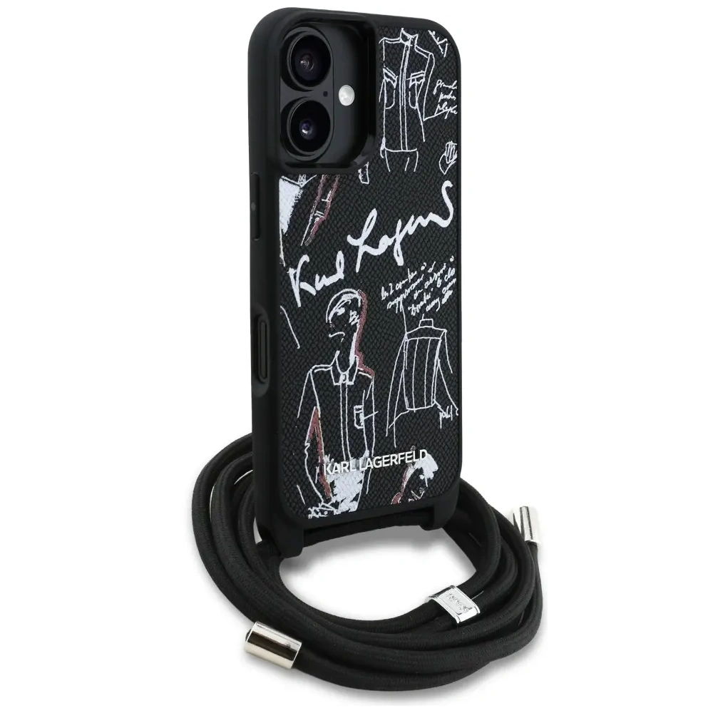 Etui Karl Lagerfeld Crossbody Grained Pattern & Logo do Apple iPhone 16 czarny