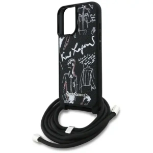 Etui Karl Lagerfeld Crossbody Grained Pattern & Logo do Apple iPhone 16 czarny