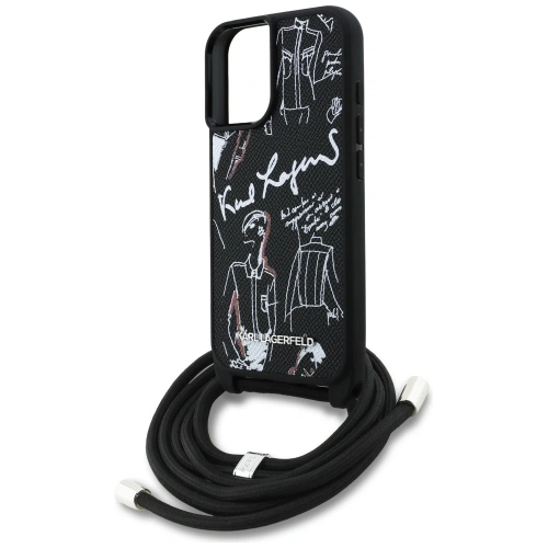 Etui Karl Lagerfeld Crossbody Grained Pattern & Logo do Apple iPhone 16 czarny