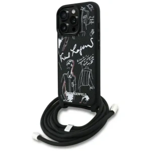 Etui Karl Lagerfeld Crossbody Grained Pattern & Logo do Apple iPhone 16 Pro czarny
