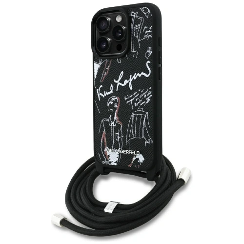 Etui Karl Lagerfeld Crossbody Grained Pattern & Logo do Apple iPhone 16 Pro czarny