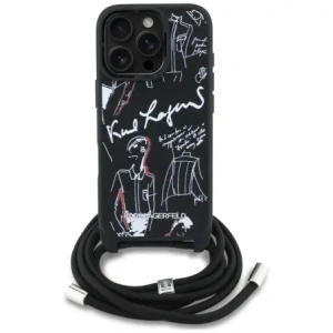 Etui Karl Lagerfeld Crossbody Grained Pattern & Logo do Apple iPhone 16 Pro czarny