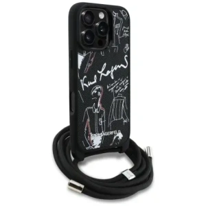 Etui Karl Lagerfeld Crossbody Grained Pattern & Logo do Apple iPhone 16 Pro czarny