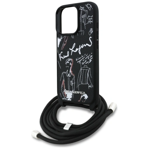Etui Karl Lagerfeld Crossbody Grained Pattern & Logo do Apple iPhone 16 Pro czarny