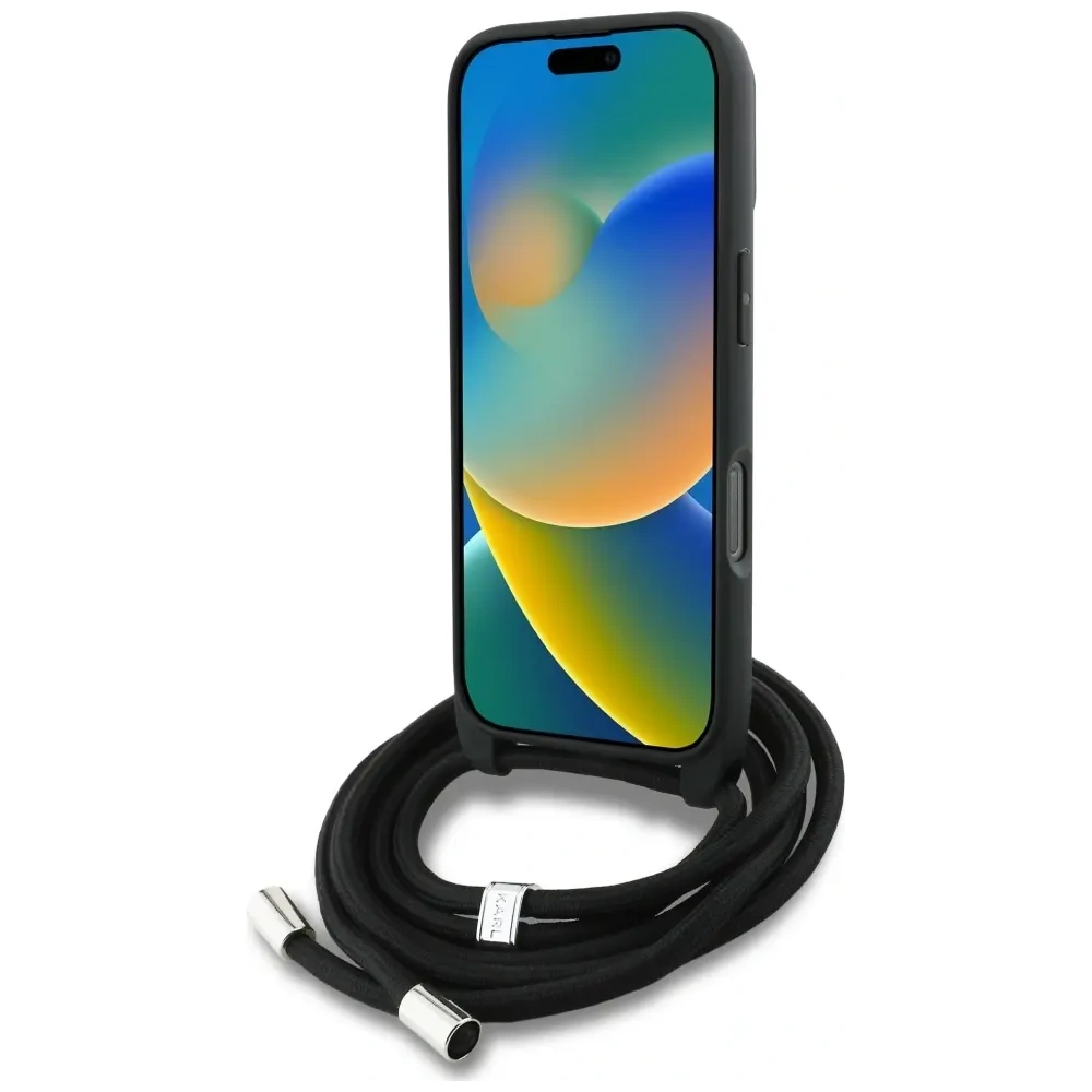 Etui Karl Lagerfeld Crossbody Grained Pattern & Logo do Apple iPhone 16 Pro Max szary