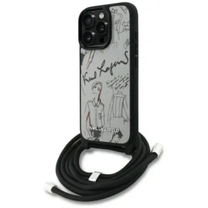 Etui Karl Lagerfeld Crossbody Grained Pattern & Logo do Apple iPhone 16 Pro szary