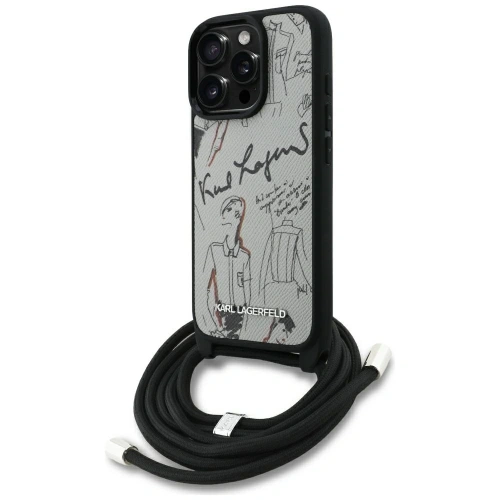 Etui Karl Lagerfeld Crossbody Grained Pattern & Logo do Apple iPhone 16 Pro szary