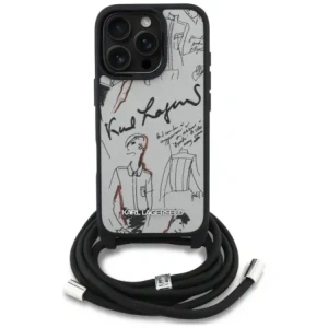 Etui Karl Lagerfeld Crossbody Grained Pattern & Logo do Apple iPhone 16 Pro szary