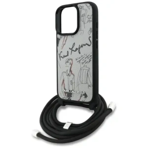 Etui Karl Lagerfeld Crossbody Grained Pattern & Logo do Apple iPhone 16 Pro szary