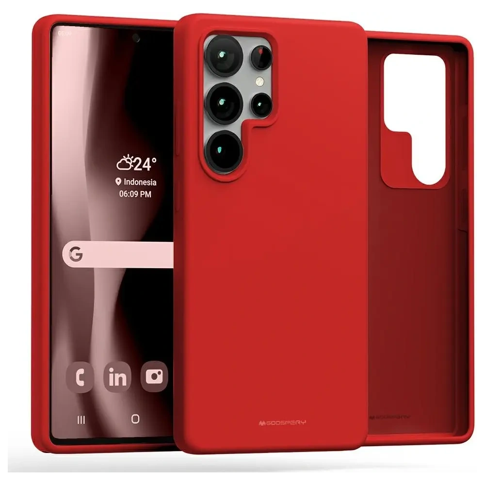 Etui Mercury Pure MagSafe Silicone do Samsung Galaxy S25 Ultra czerwony