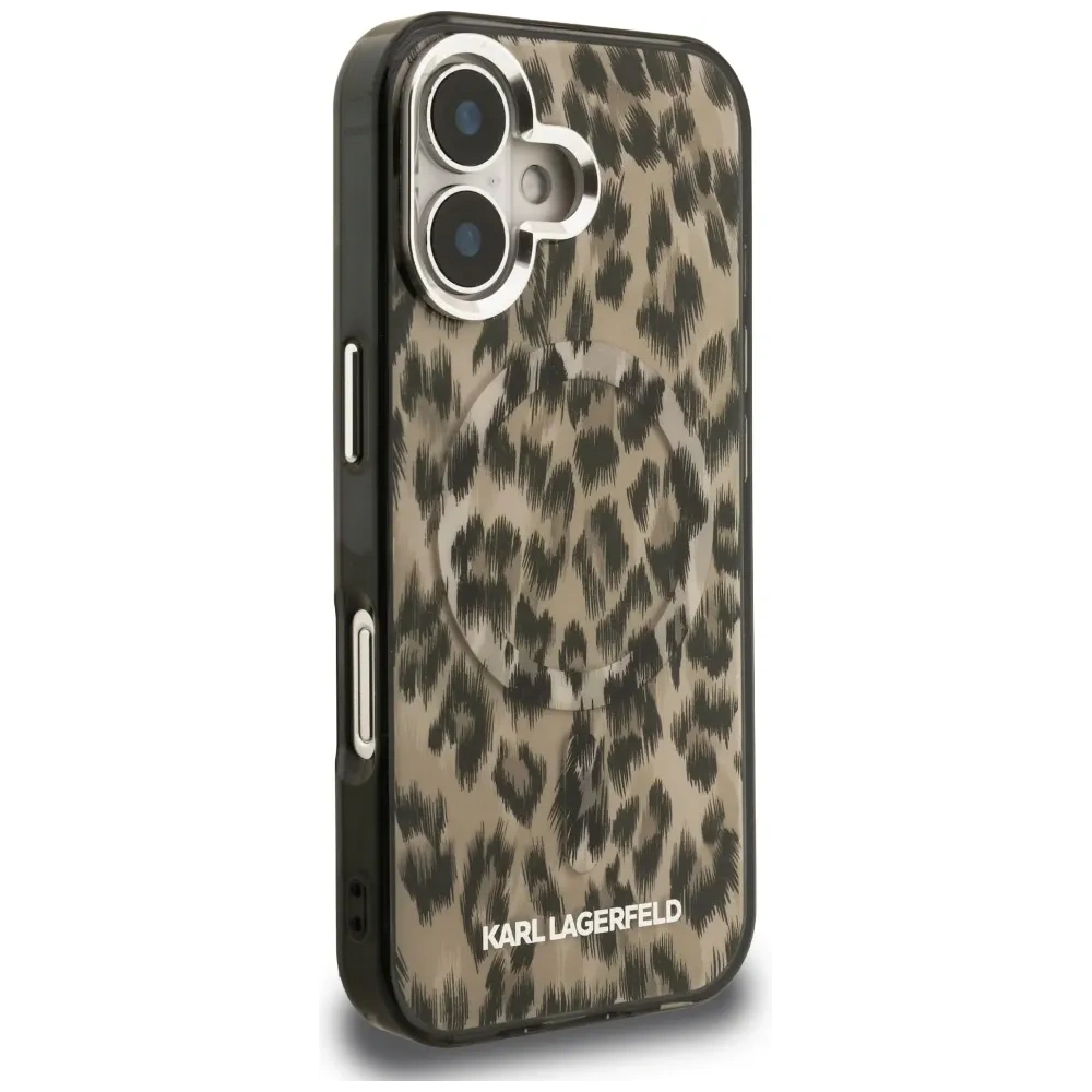 Etui Karl Lagerfeld IML Leopard Pattern MagSafe do Apple iPhone 16 brązowy