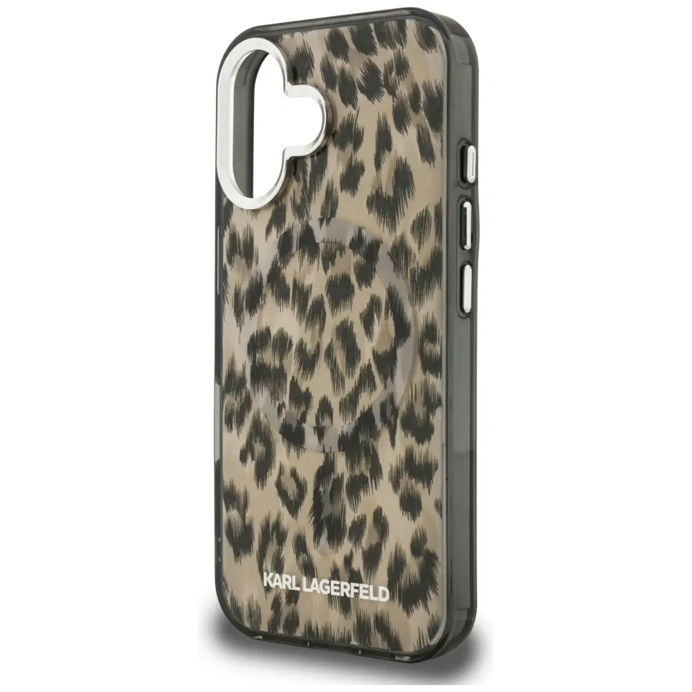 Etui Karl Lagerfeld IML Leopard Pattern MagSafe do Apple iPhone 16 brązowy