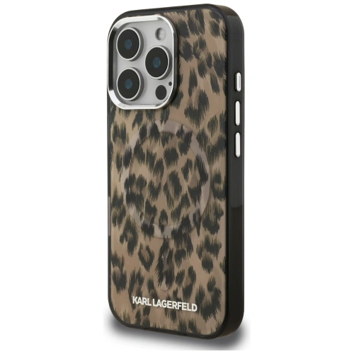Etui Karl Lagerfeld IML Leopard Pattern MagSafe do Apple iPhone 16 Pro brązowy