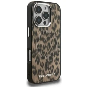 Etui Karl Lagerfeld IML Leopard Pattern MagSafe do Apple iPhone 16 Pro brązowy