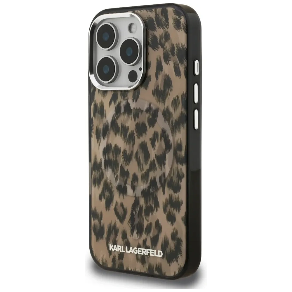 Etui Karl Lagerfeld IML Leopard Pattern MagSafe do Apple iPhone 16 Pro Max brązowy