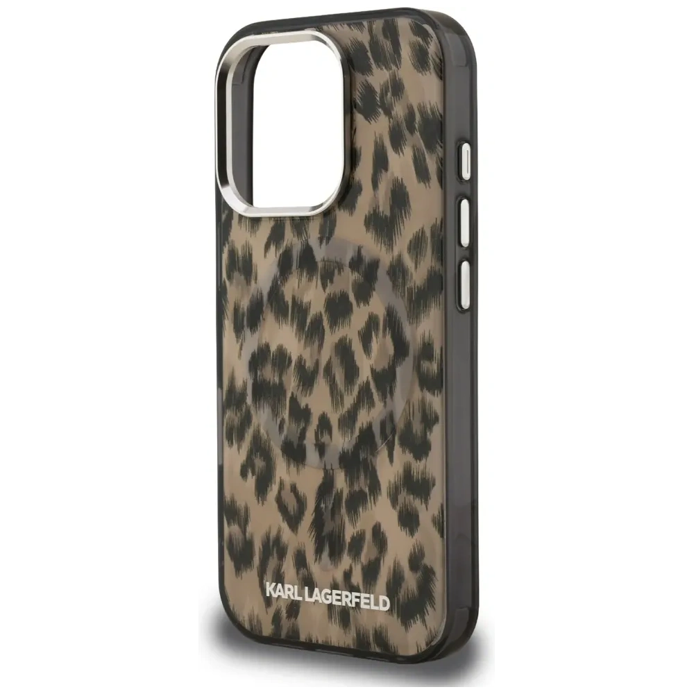 Etui Karl Lagerfeld IML Leopard Pattern MagSafe do Apple iPhone 16 Pro Max brązowy