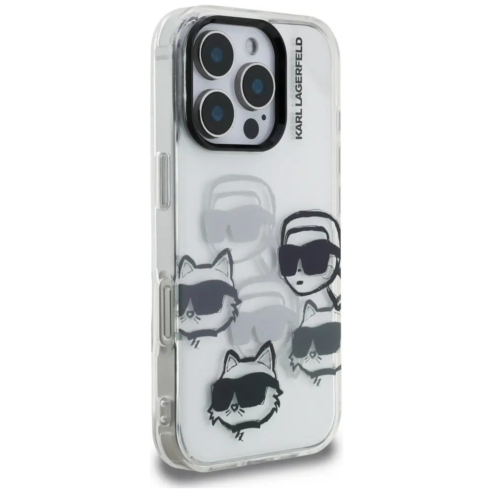 Etui Karl Lagerfeld IML Multi K&C Head Pattern do Apple iPhone 16 Pro Max przezroczysty