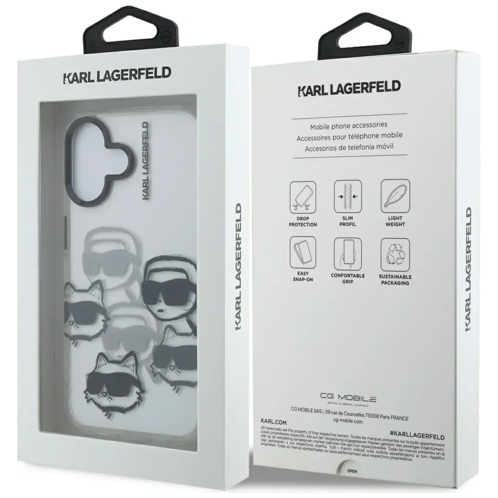 Etui Karl Lagerfeld IML Multi K&C Head Pattern do Apple iPhone 16 przezroczysty