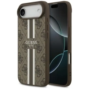 Etui Guess 4G Printed Stripes MagSafe do Apple iPhone 17 Air brązowy
