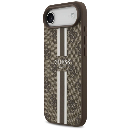 Etui Guess 4G Printed Stripes MagSafe do Apple iPhone 17 Air brązowy