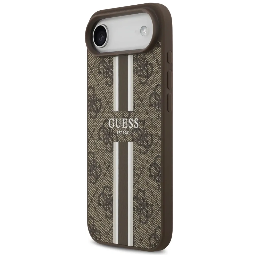 Etui Guess 4G Printed Stripes MagSafe do Apple iPhone Air brązowy