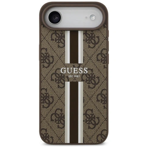 Etui Guess 4G Printed Stripes MagSafe do Apple iPhone 17 Air brązowy
