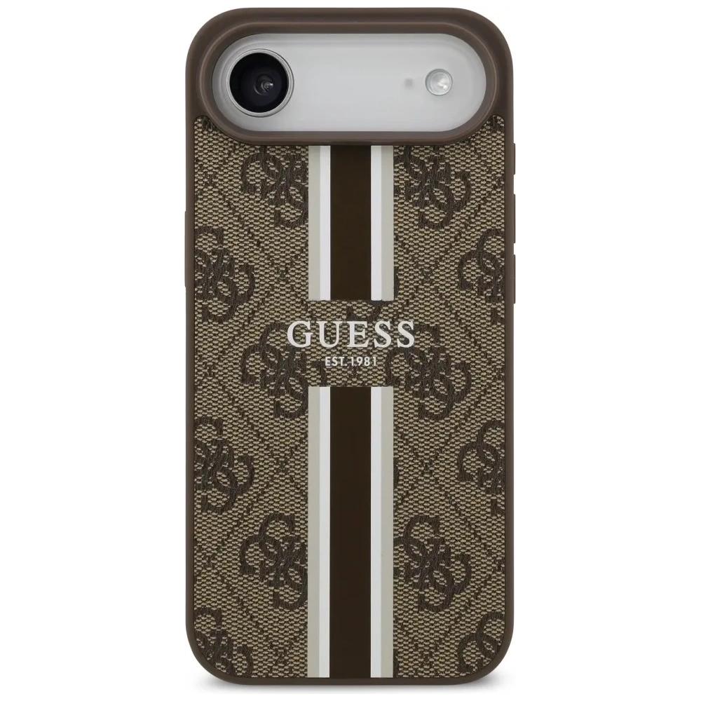 Etui Guess 4G Printed Stripes MagSafe do Apple iPhone Air brązowy