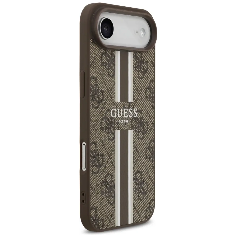 Etui Guess 4G Printed Stripes MagSafe do Apple iPhone Air brązowy