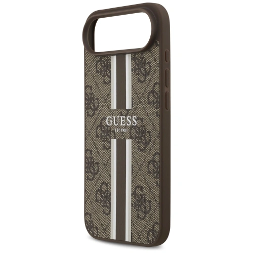 Etui Guess 4G Printed Stripes MagSafe do Apple iPhone 17 Air brązowy
