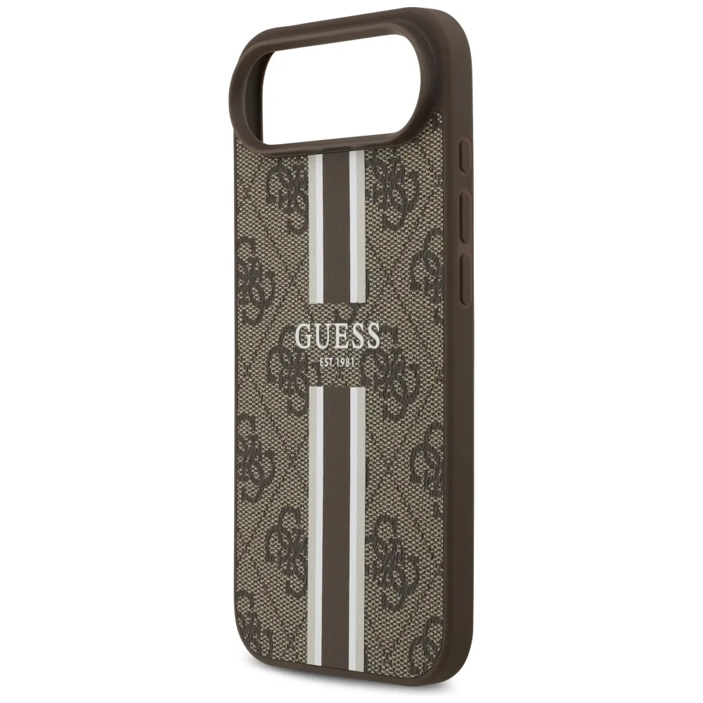 Etui Guess 4G Printed Stripes MagSafe do Apple iPhone Air brązowy