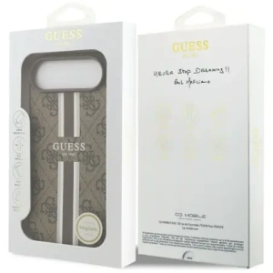 Etui Guess 4G Printed Stripes MagSafe do Apple iPhone 17 Air brązowy