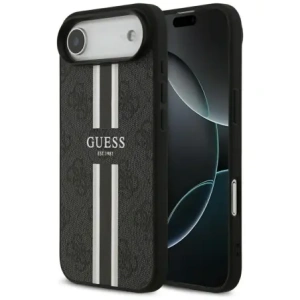 Etui Guess 4G Printed Stripes MagSafe do Apple iPhone 17 Air czarny