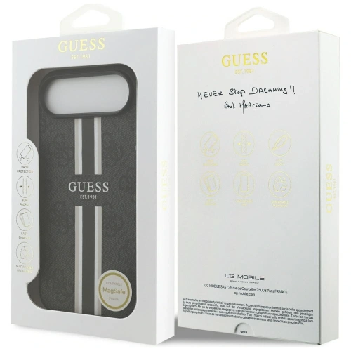 Etui Guess 4G Printed Stripes MagSafe do Apple iPhone 17 Air czarny