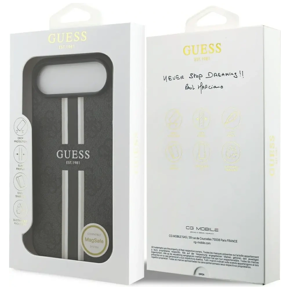 Etui Guess 4G Printed Stripes MagSafe do Apple iPhone Air czarny