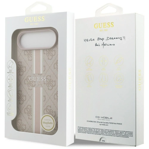 Etui Guess 4G Printed Stripes MagSafe do Apple iPhone 17 Air różowy