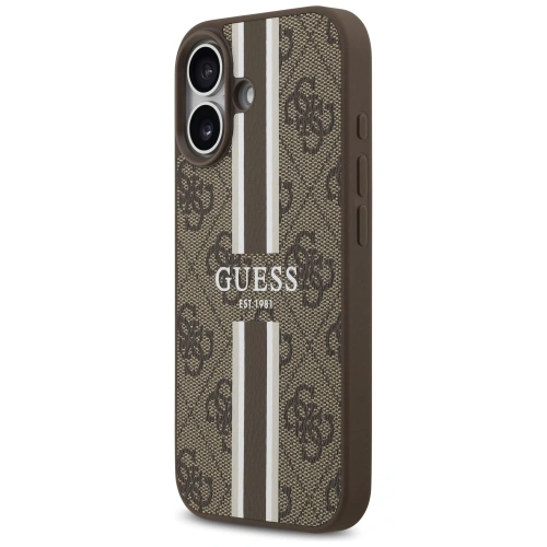 Etui Guess 4G Printed Stripes MagSafe do Apple iPhone 17 brązowy