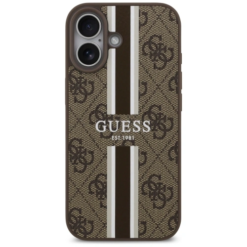 Etui Guess 4G Printed Stripes MagSafe do Apple iPhone 17 brązowy