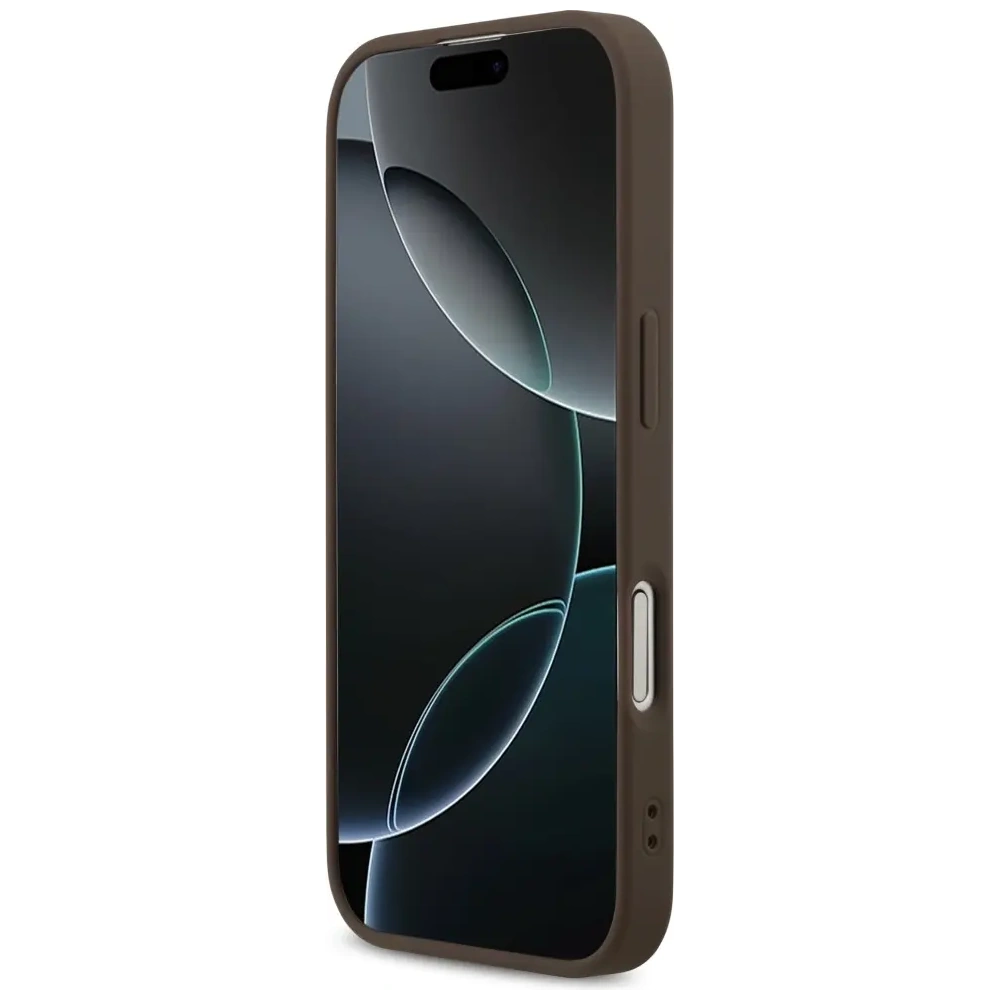 Etui Guess 4G Printed Stripes MagSafe do Apple iPhone 17 brązowy