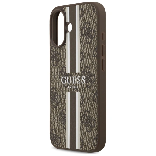 Etui Guess 4G Printed Stripes MagSafe do Apple iPhone 17 brązowy