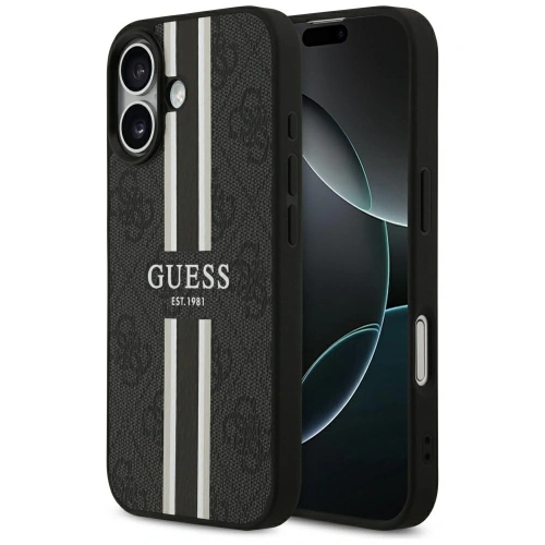 Etui Guess 4G Printed Stripes MagSafe do Apple iPhone 17 czarny
