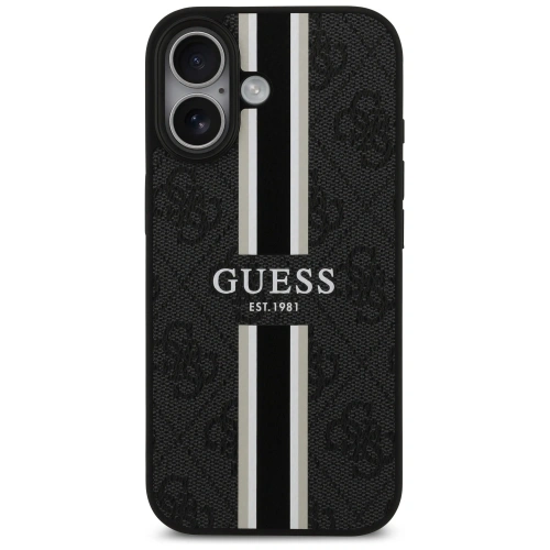 Etui Guess 4G Printed Stripes MagSafe do Apple iPhone 17 czarny