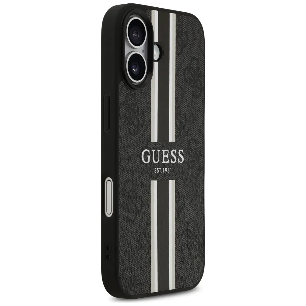 Etui Guess 4G Printed Stripes MagSafe do Apple iPhone 17 czarny