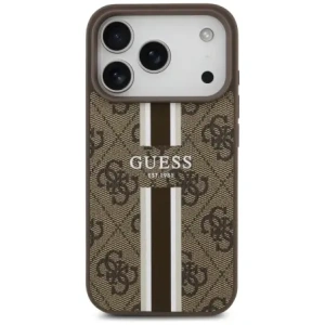 Etui Guess 4G Printed Stripes MagSafe do Apple iPhone 17 Pro brązowy