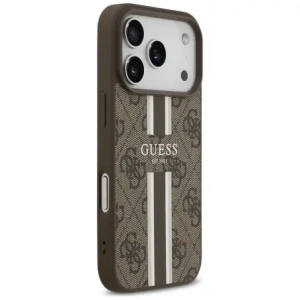 Etui Guess 4G Printed Stripes MagSafe do Apple iPhone 17 Pro brązowy