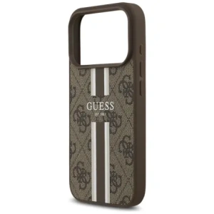 Etui Guess 4G Printed Stripes MagSafe do Apple iPhone 17 Pro brązowy