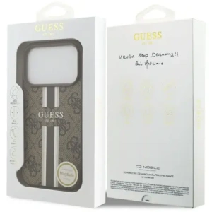 Etui Guess 4G Printed Stripes MagSafe do Apple iPhone 17 Pro brązowy