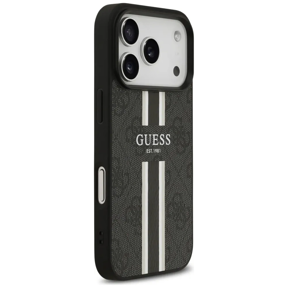 Etui Guess 4G Printed Stripes MagSafe do Apple iPhone 17 Pro czarny