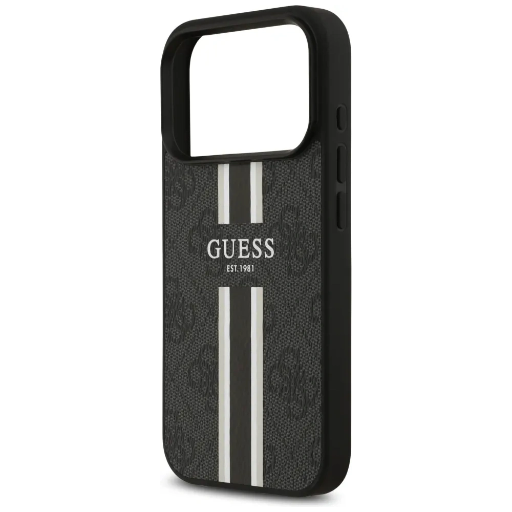 Etui Guess 4G Printed Stripes MagSafe do Apple iPhone 17 Pro czarny