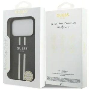 Etui Guess 4G Printed Stripes MagSafe do Apple iPhone 17 Pro czarny