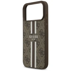 Etui Guess 4G Printed Stripes MagSafe do Apple iPhone 17 Pro Max brązowy